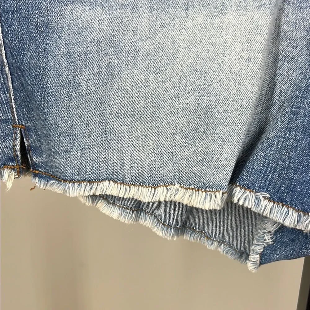 Denim Blue Frayed Hem Shorts